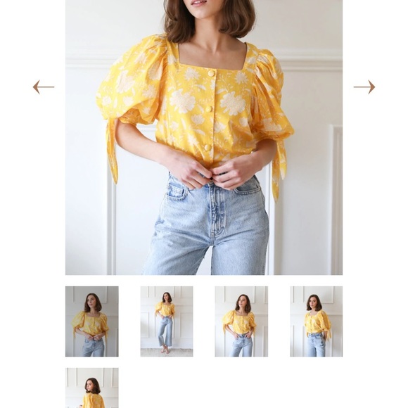 MILLE Evelyn top in Yellow Zinnia, small, NWT - Picture 4 of 4